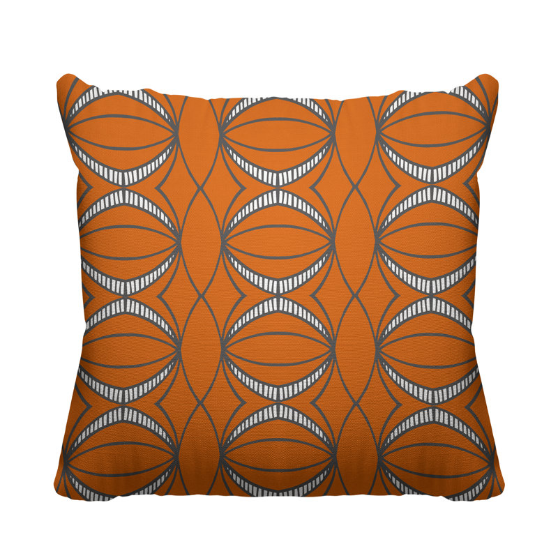 Samira Abstract Outdoor Reversible Throw Pillow, 17H" x 17W", Orange