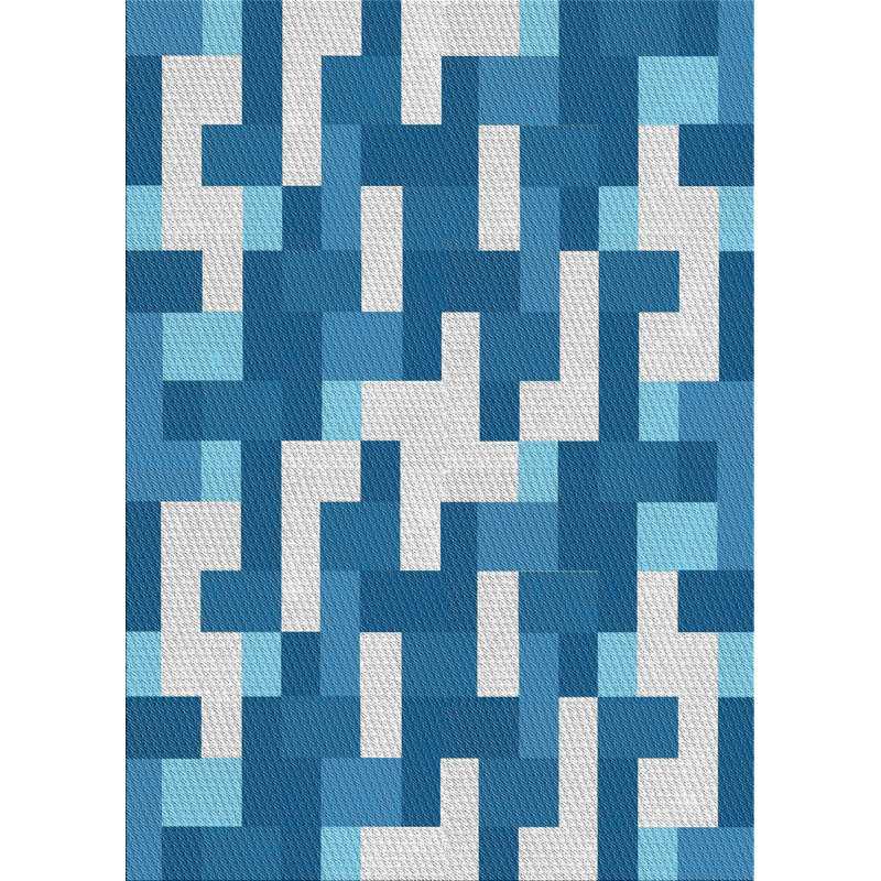 Tapis bleu en laine touffeté à la main Lunz