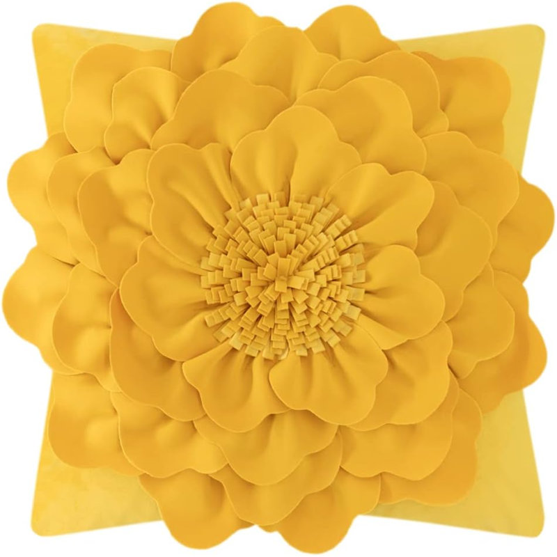  Housse de coussin en toile appliquée, Jaune