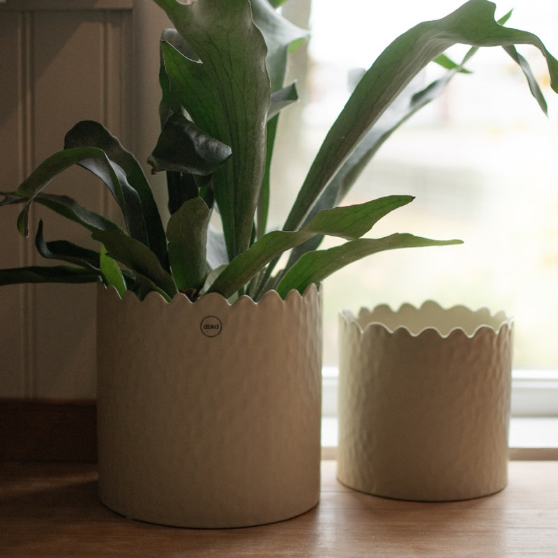 Flowery Pot Small, Creme 