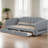 Adjustable Linen Upholstered Daybed With Twin XL Expansion, Storage Drawers & LED Features-1965659309