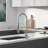 Spring Single-Handle Pull Down Sprayer Kitchen Faucet, Commercial High Goosenck Kitchen Sink Faucet In Brushed Nickel-115227898