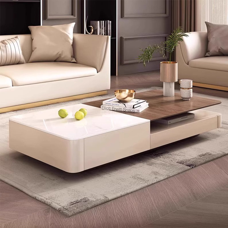 Table basse élégante en laque de piano, Noyer foncé
