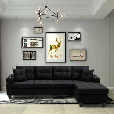 Canapé modulaire droit avec repose-pieds, canapé d'angle convertible avec rangement pour accoudoirs, idéal pour les salons modernes et les appartements en gris, modulaire