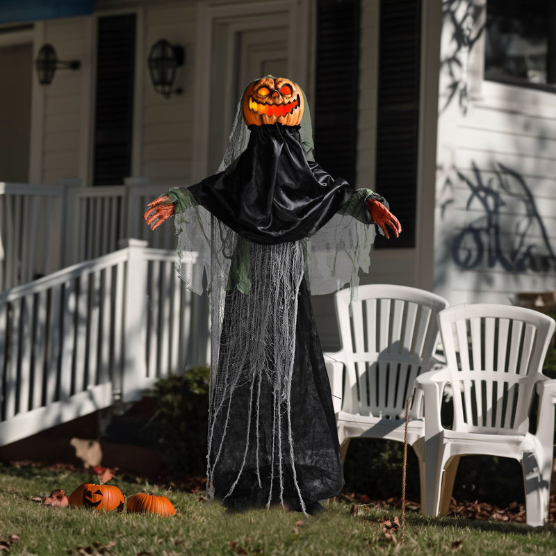 Décoration de citrouille d'Halloween animée effrayante à motif citrouille d'Halloween 5,4 pi Niland
