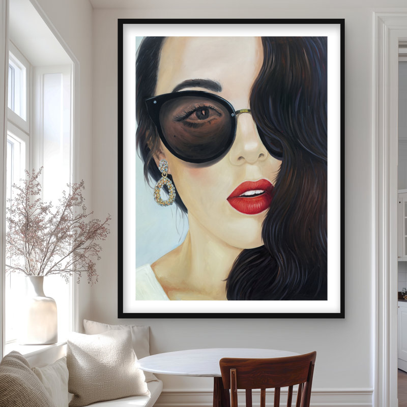Lunettes de soleil tendance - mode romantique, impression encadrée, H 48 po x l 36 po, Noir