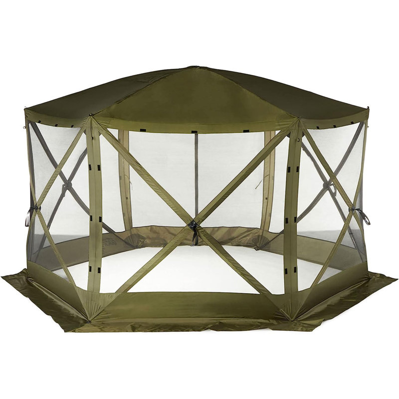 Green Nylon Weather-Resistant Outdoor Camping Gazebo Canopy Shelter