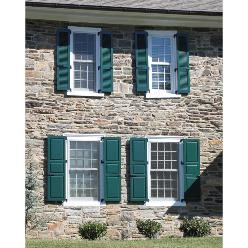 Paire de 3 panneaux égaux et de volets à panneaux surélevés architectural Atlantic, Bleu tempête, 15 po, 51 po