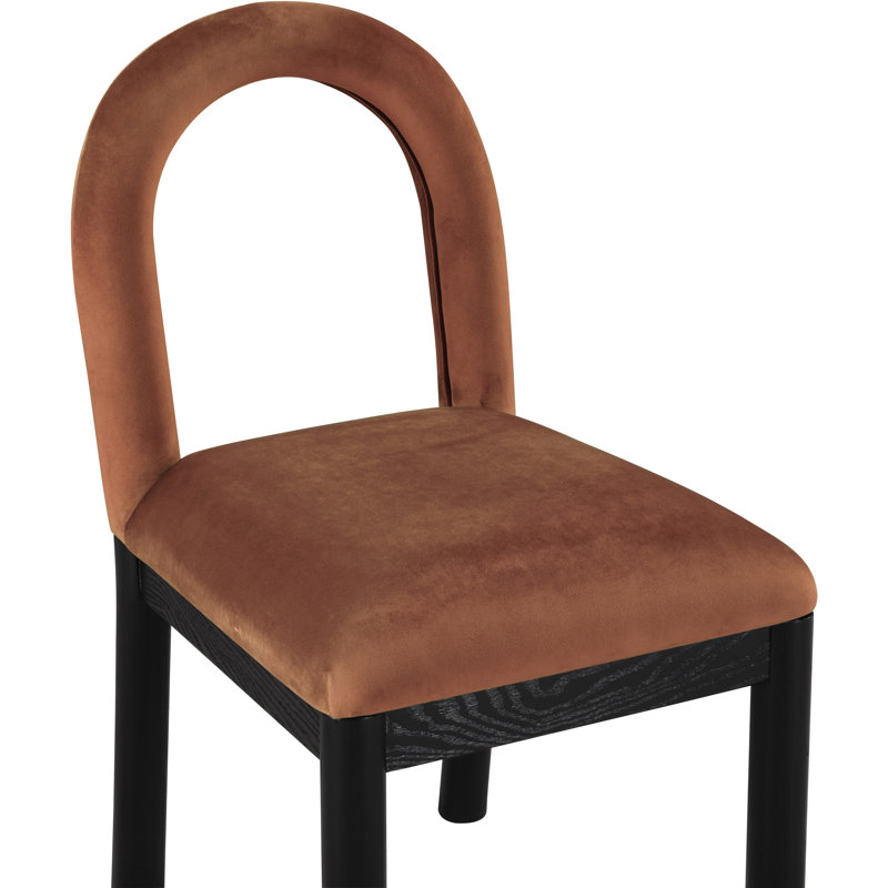 Macleod Linen Textured Fabric Dining Chair, Cognac Velvet, Black