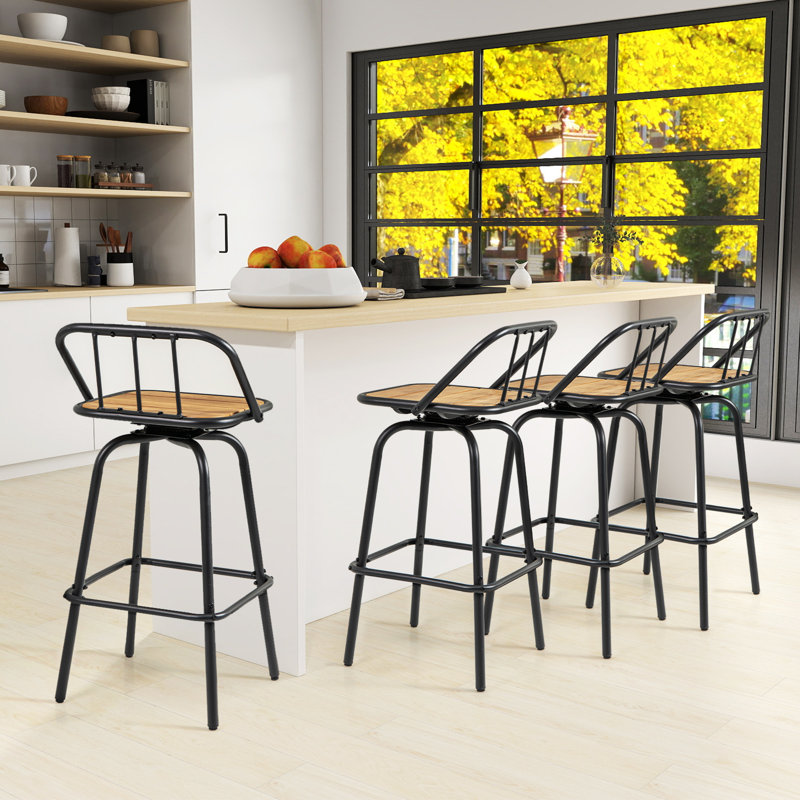  4 chaises à hauteur de barre robuste en métal 27,5 po avec repose-pieds et dossier