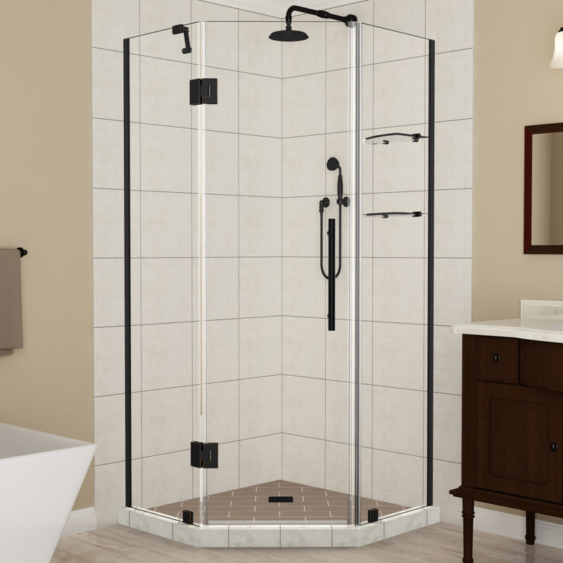 Cabine de douche à charnière néo-angle 40 po x 72 po Merrick GS, Transparent