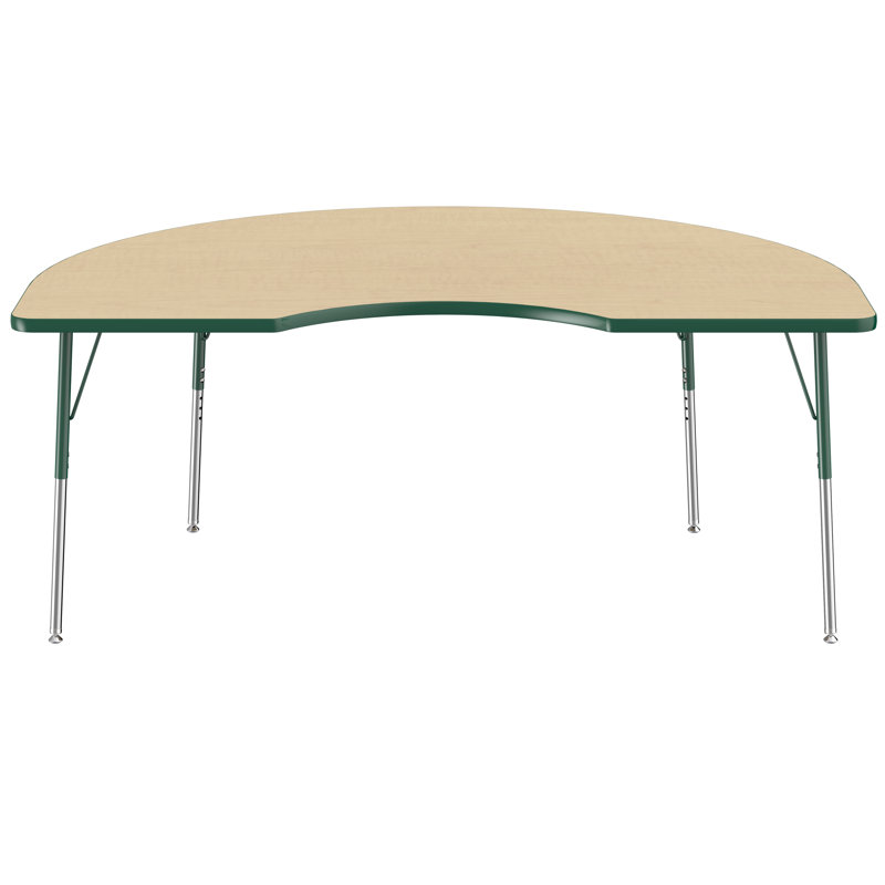 Table d'activité 48 "x 72" avec moulures en T et pieds réglables, Érable / vert, Roulement pivotant standard