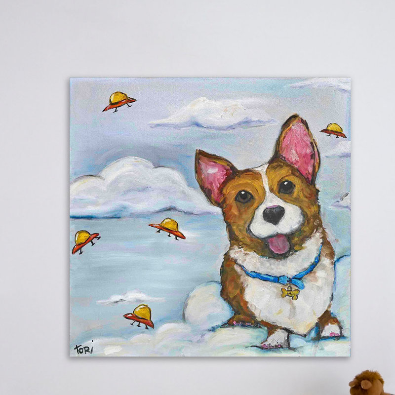 Corgi In Space by Tori Campisi - Wrapped Canvas Print, 46cm H x 46cm W