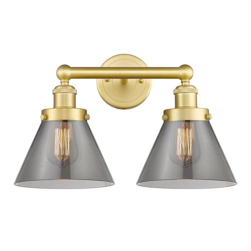 Éclairage pour meuble-lavabo à 2 lumières Artella, Plaqué couleur fumée, Or satiné