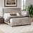 50.7'' High Headboard Corduroy Upholstered Bed Frame With Vertical Stripe Wingback And High Footboard No Box Spring Needed-105504221-105504224