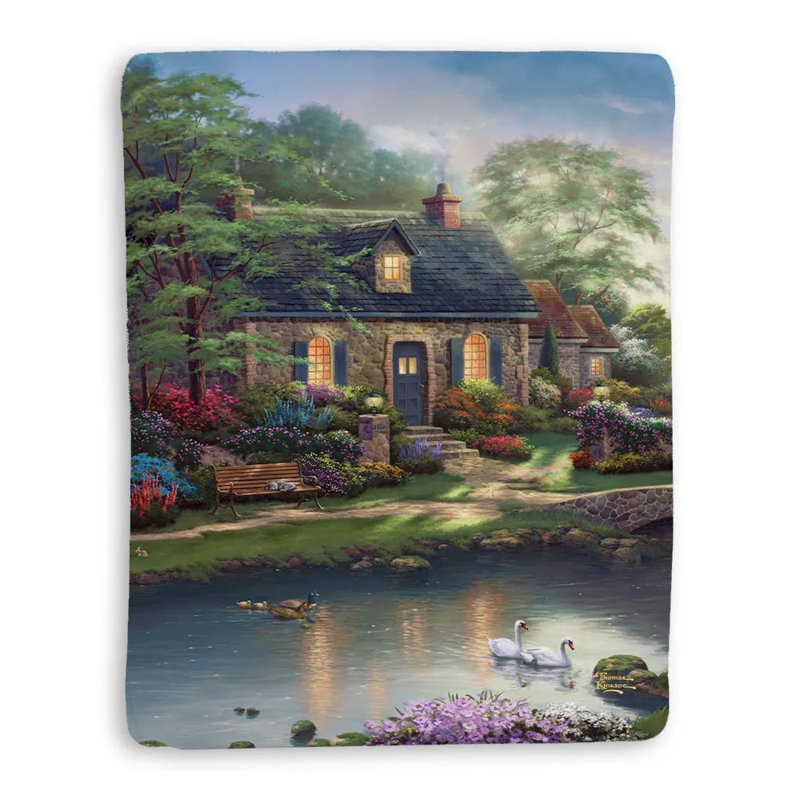 Jeté en sherpa Thomas Kinkade Stoney Creek Cottage