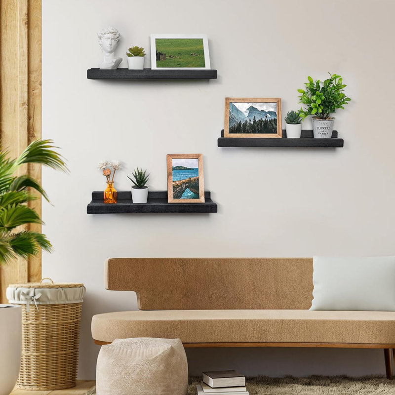 Floating Shelves Wall Mounted ,rustic Wood Wall Shelf Set Of 3 For Storage Display Shelves For Bathroom/kitchen/bedroom/living Room,rustic Brown