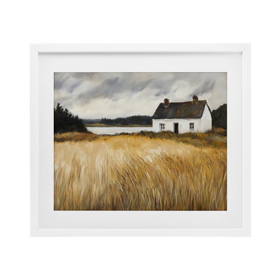 «White House On Wheat», reproduction encadrée sous verre, conception de Petal Prints Design