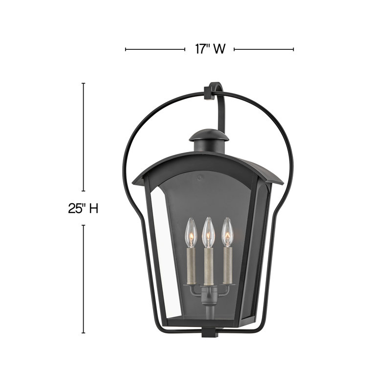 Yale Medium Wall Mount Lantern, 25" H x 17" W x 10.5" D