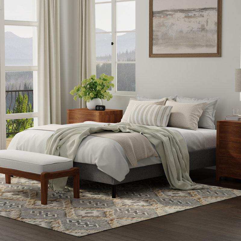 Twin Xl, Black And Gray, Upholstered Bed Frame, Standard Mattress Varieties, No Tool Assembly Gray Xl Foundation, Designed For Universal Compatibility With Mattresses, 80 In Depth, 38 Width, 15