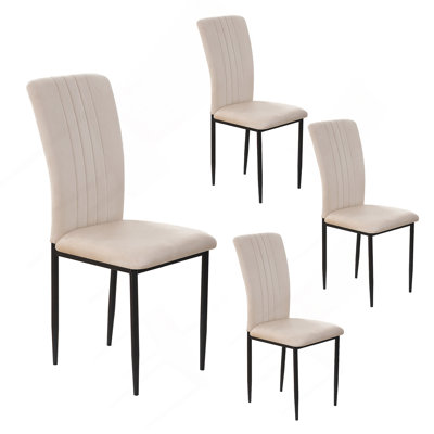 Ensemble de 4 chaises de salle à manger rembourrées en velours avec pieds en métal et pieds réglables pour la salle à manger et la cuisine