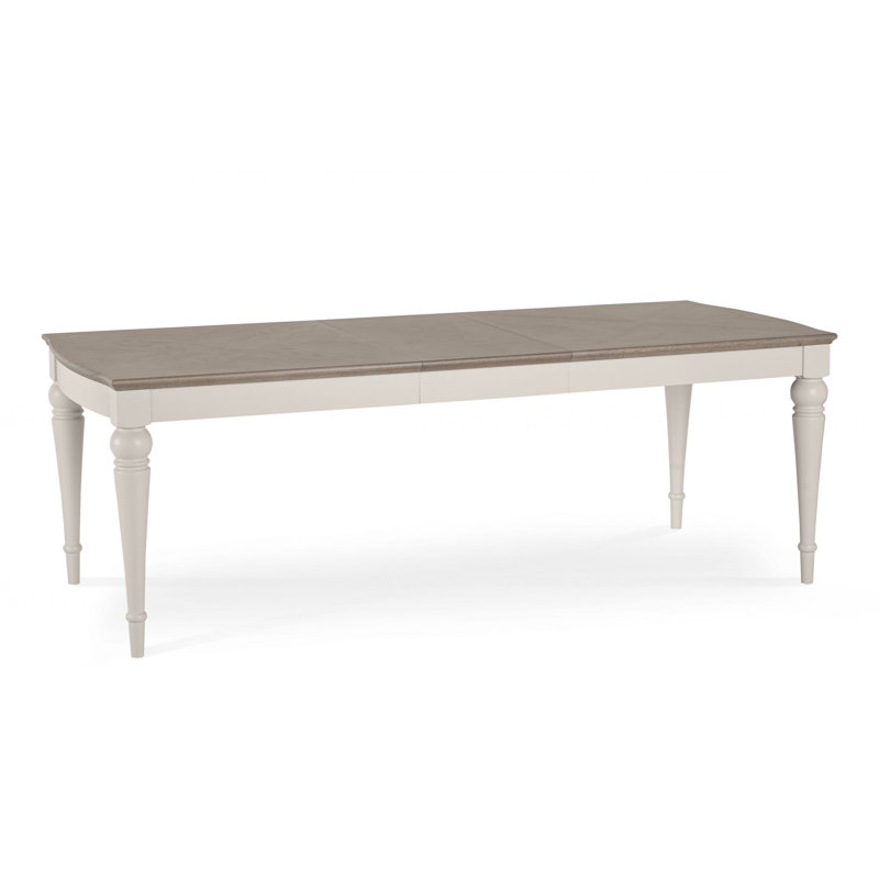 Moira Extendable Solid Wood Base Dining Table, Soft Grey, 77cm H x 180cm W x 90cm D