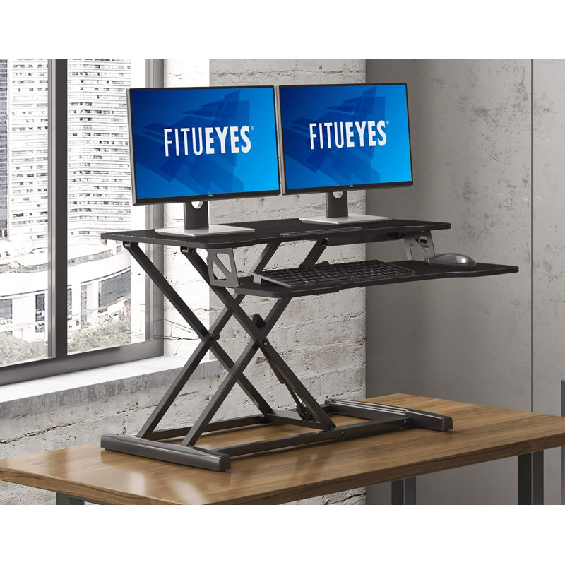 Height Adjustable Standing Desk Converter With Dual Gas Spring, Spacious Workstation For Dual Monitors And Laptops, Sturdy Sit To Stand Desk