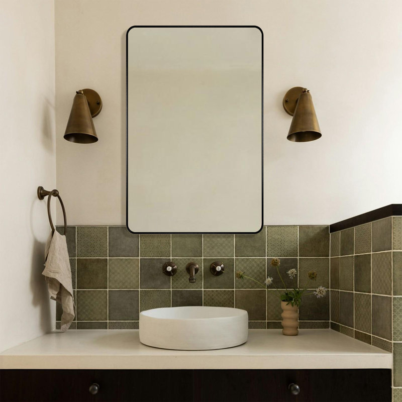 Chassin Wall Mount Bathroom Rectangular Vanity Mirror (Horizontal/Vertical), Black, 20" H x 30" W