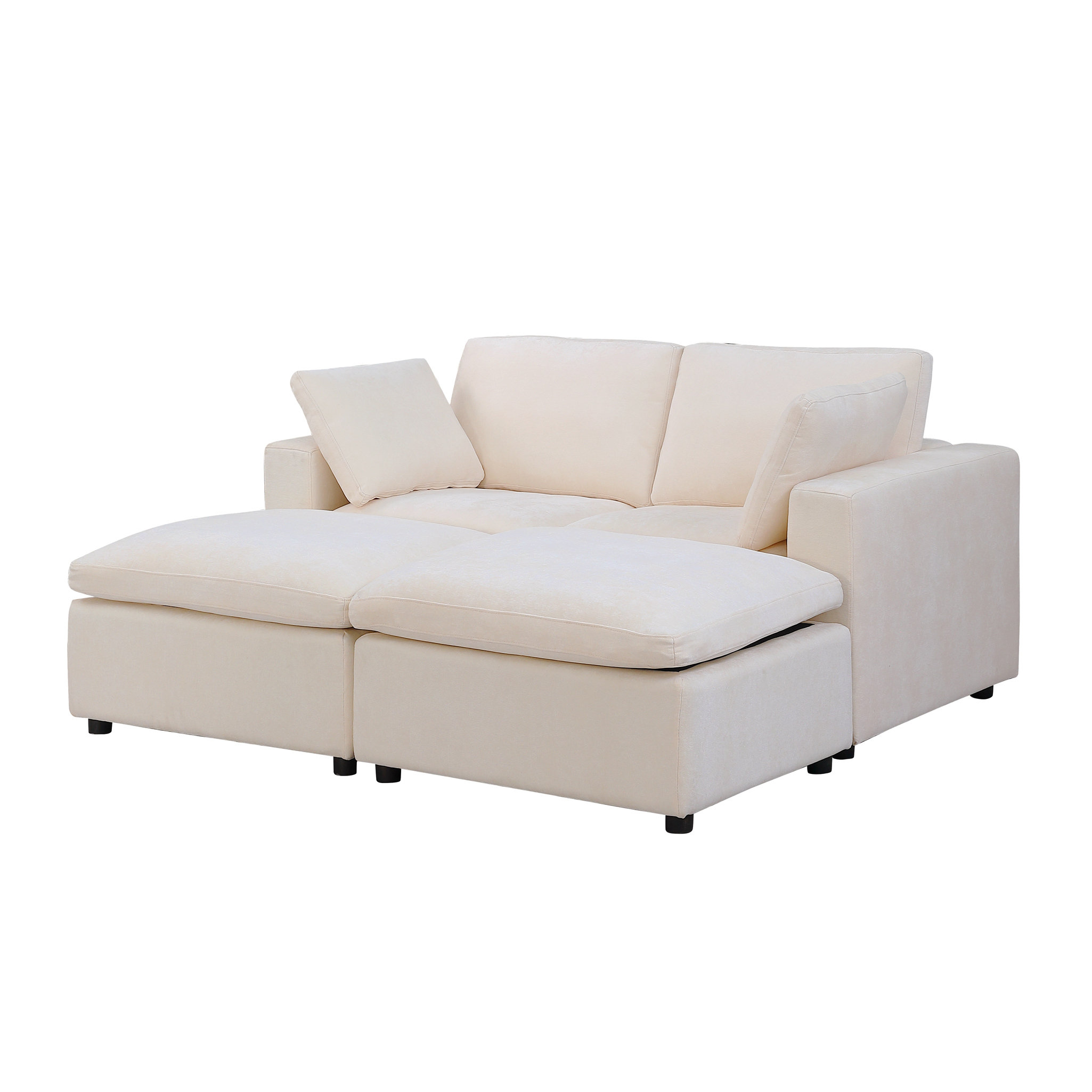 Latitude Run® Loveseat Sofa With 2 Ottoman Modular Sofa Sleeper Couch ...