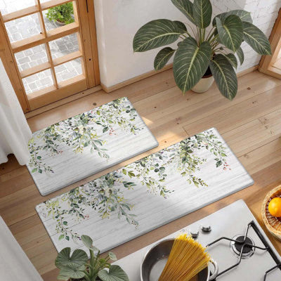 Ensemble de 2 tapis de cuisine anti-fatigue antidérapants imperméables et antidérapants verts pour plancher