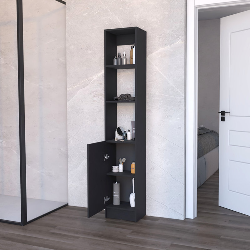 Armoire à linge Brenda avec 1 porte et 3 tablettes ouvertes