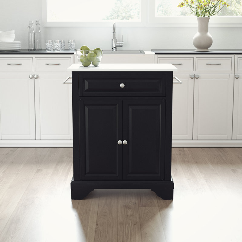 Apolonia Granite Top Kitchen Cart, Black