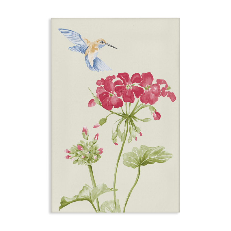 Geraniums & Hummingbird Canvas Wall Art by Patricia Pinto, 24" H x 16" W