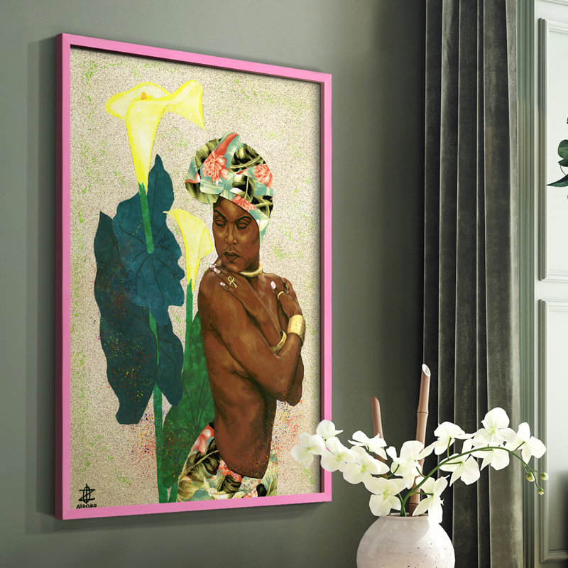 «Woman Strong II», reproduction encadrée - bois massif, Rose, H 10 po x l 8 po