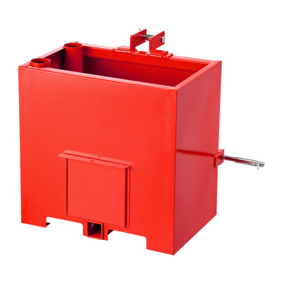 Boîte de ballast, tracteur à 3 points de catégorie 1, capacité de 800 lb, avec récepteur d'attelage standard de 2 pouces, accessoire de chargeur durable en acier robuste à grand volume avec porte coulissante de 5 pi³, rouge
