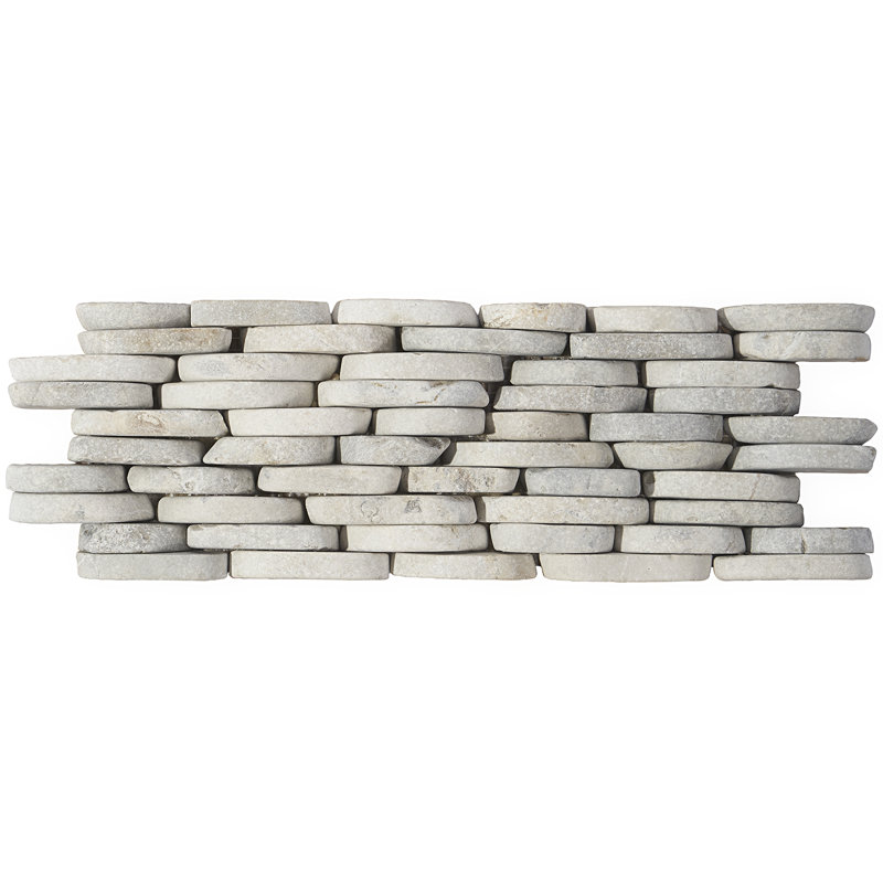Picturesque 11 in. x 4 in. Stacked Sliced Wall Mosaic, Gray