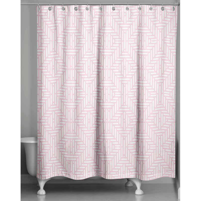 Rideau de douche simple géométrique Travers, Rosé