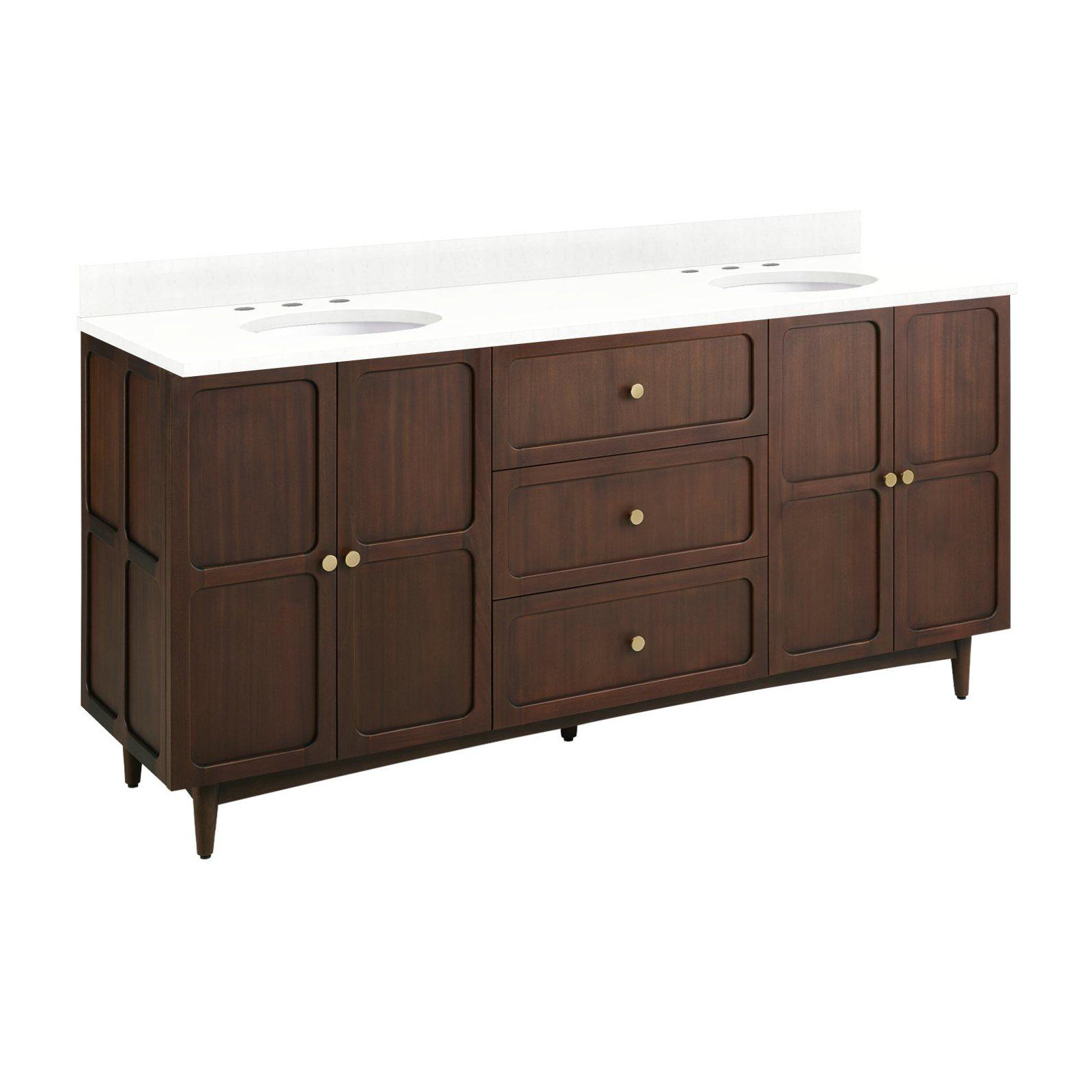 Delavan 72" Double Bathroom Vanity, Feathered White Quartz