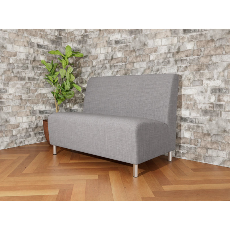 Causeuse sans accoudoirs Ravenna, Acier brossé, Gris chambray