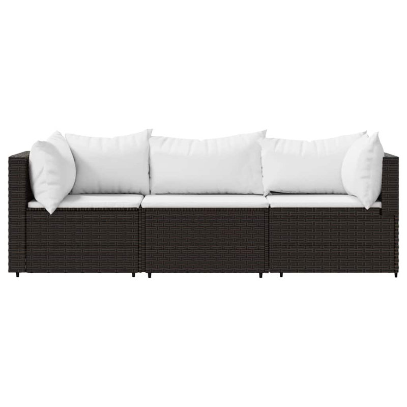 24.8'' Wide Patio Sectional Set with Cushions, Brown, White