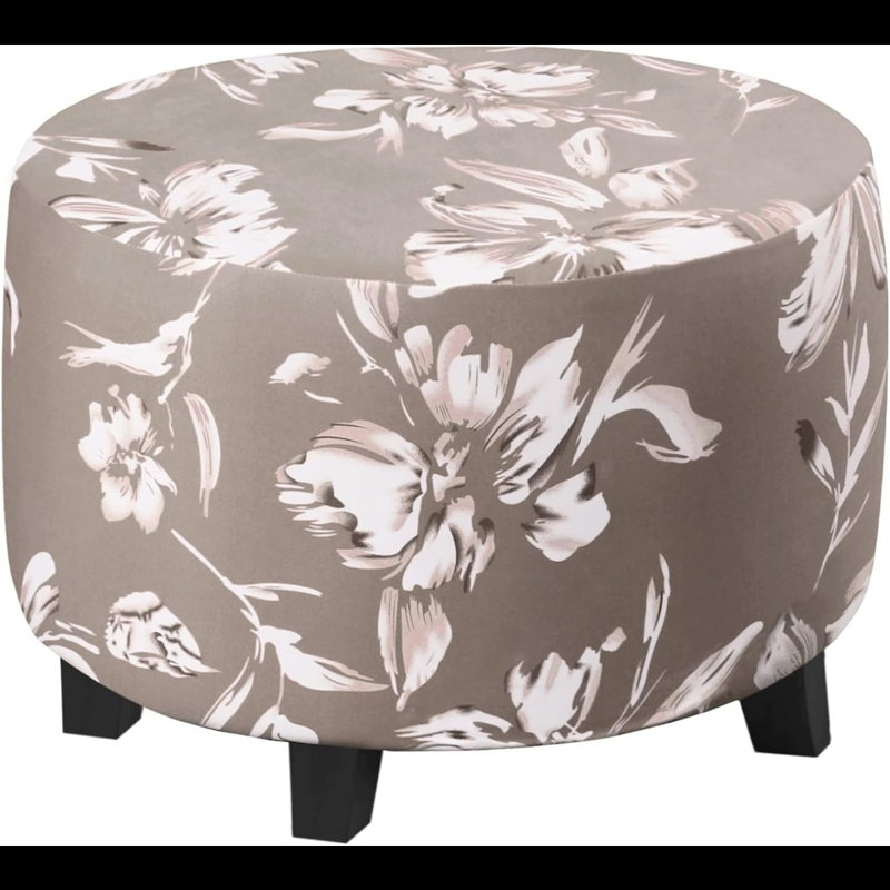 Housse de repose-pieds imprimée ronde pour fleur de lys Housse de protection pour repose-pieds extensible avec fond élastique
