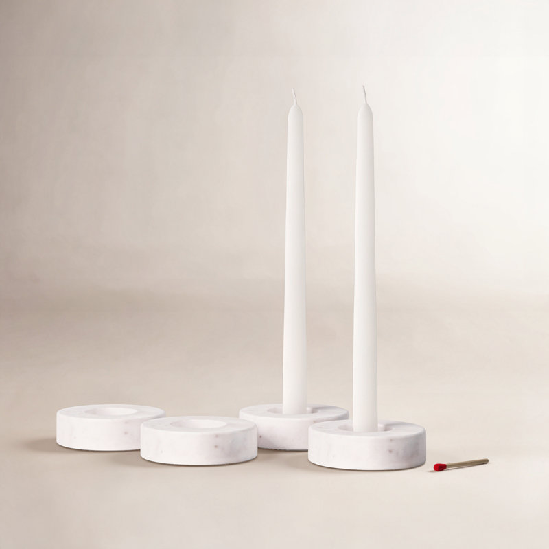 Matheson Flat 1'' Marble Tabletop Votive Holder, White
