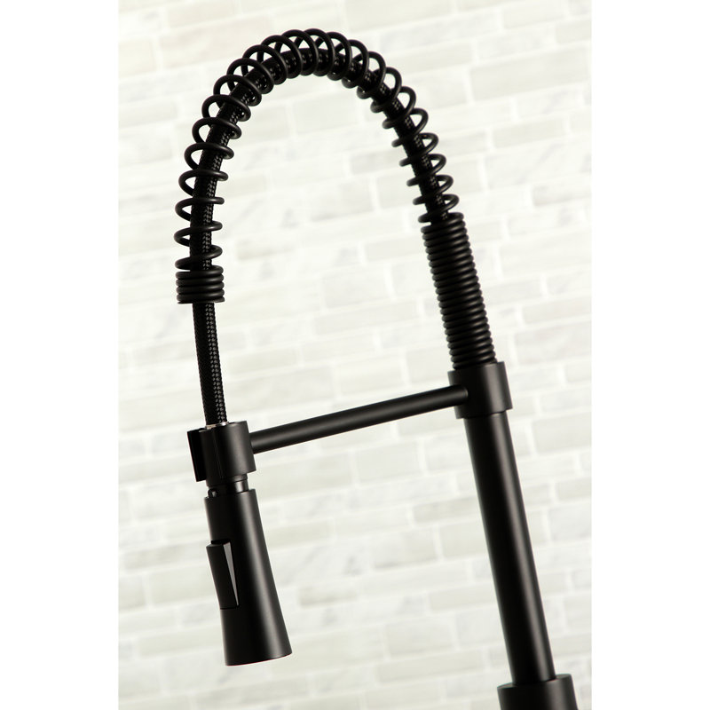 Kingston Brass Continental Single-Handle 1-Hole Deck Mount Pre-Rinse Kitchen Faucet, Black