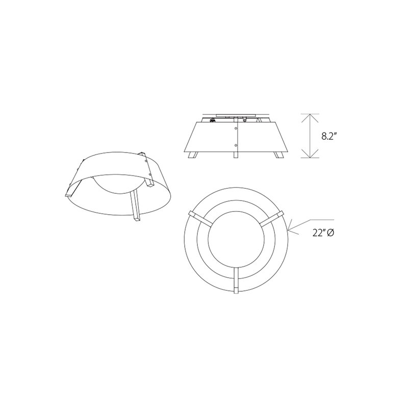 Casia 1 - Light LED Flush Mount, Dark Stained Walnut, Distressed Brass, 2700 K