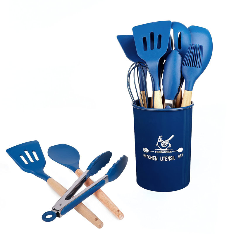 Belfry Kitchen Bennett 12 Utensil Set, Dark Blue