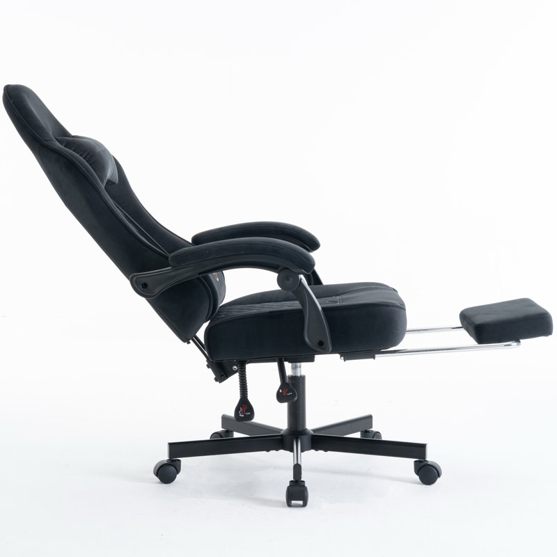 Adjustable Reclining Ergonomic Faux Leather Swiveling PC & Racing Game Chair(Set Of 2), Matte Black