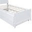 Lit plateforme simple avec tête de lit à DEL avec rangement, lit gigogne simple et 3 tiroirs, blanc-1673608689
