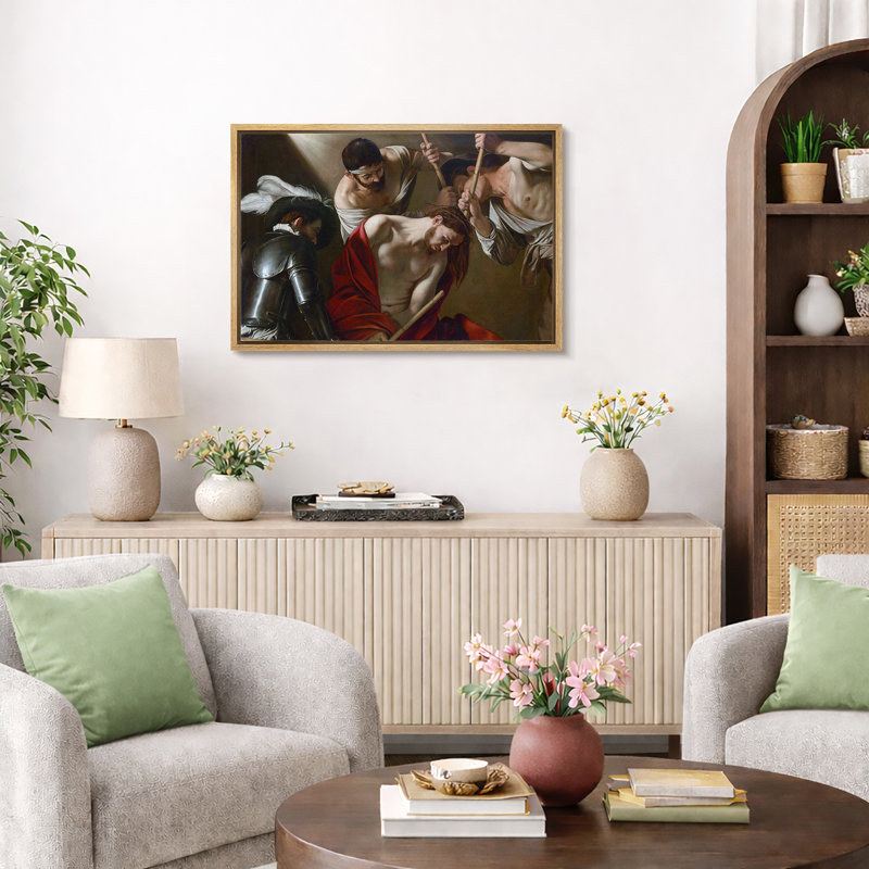 «Crowning with Thorns», scène biblique, œuvre d'art baroque, images de chambre à coucher, art mural impression sur toile encadrée.