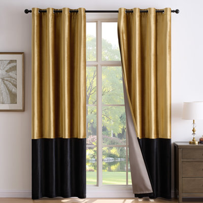 100% Blackout Velvet Liner Curtains for living room bedroom Thermal Drapes Panels (set of 2)
