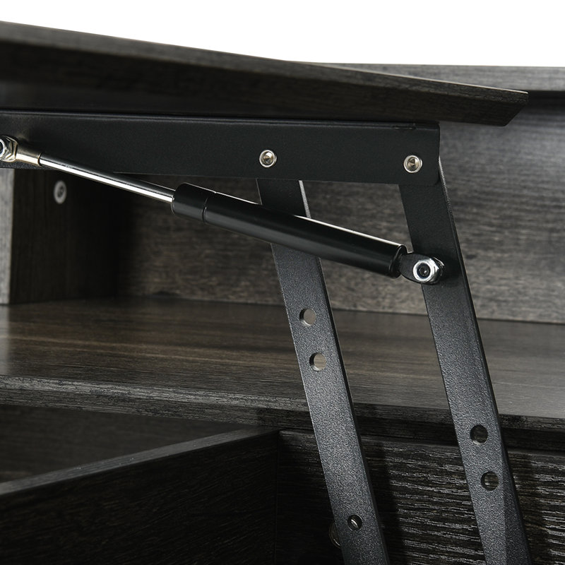 Wade Logan 59'' L-Shaped Adjustable Lift Top Desk with LED Lights & Power Outlets, Black